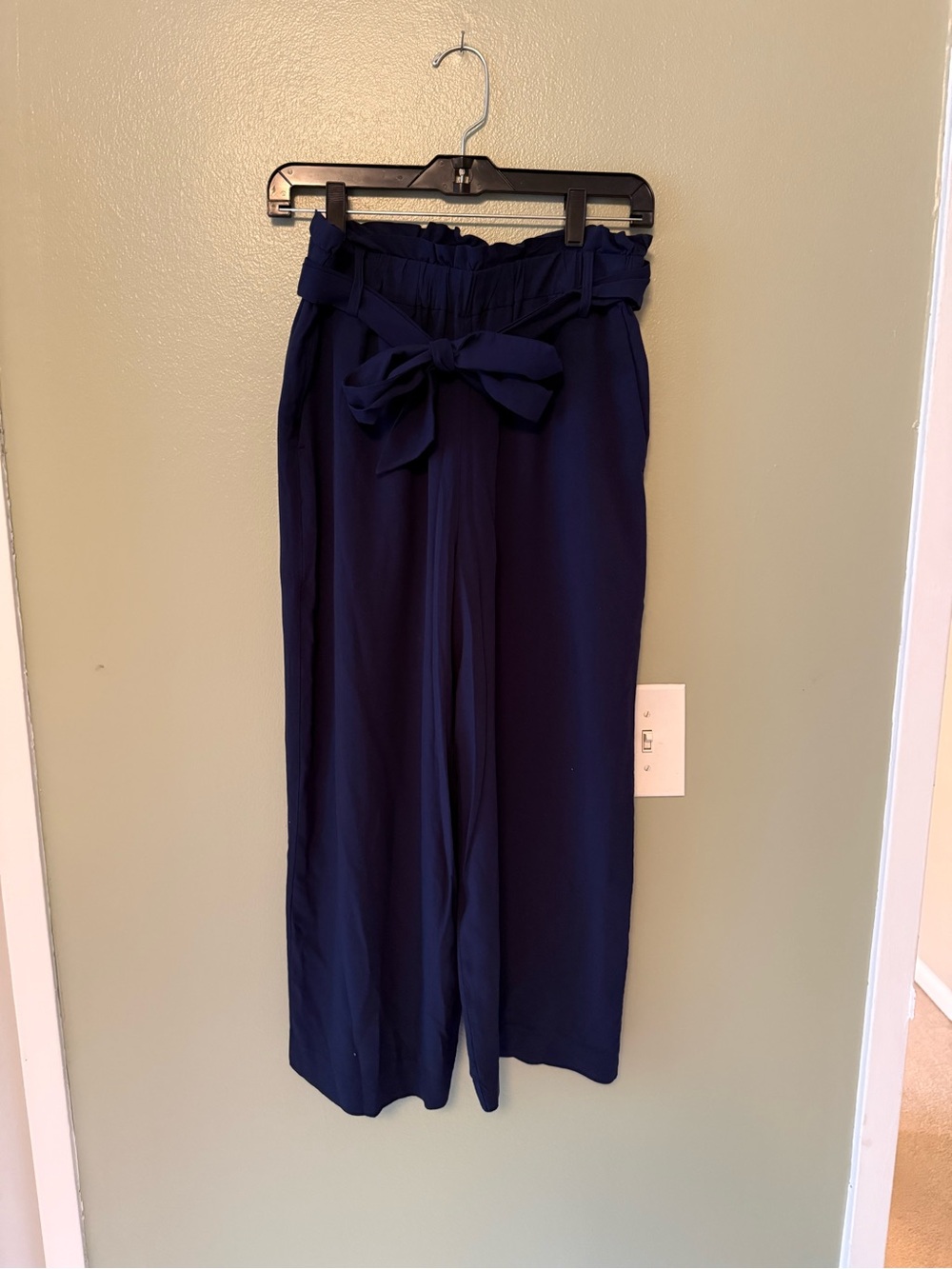 Point Sur High-Waist Paperbag Tie-Waist Wide-Leg Pants - Navy